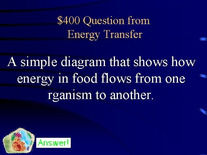 $400 Question from Energy Transfer A simple diagram that shows how energy in food