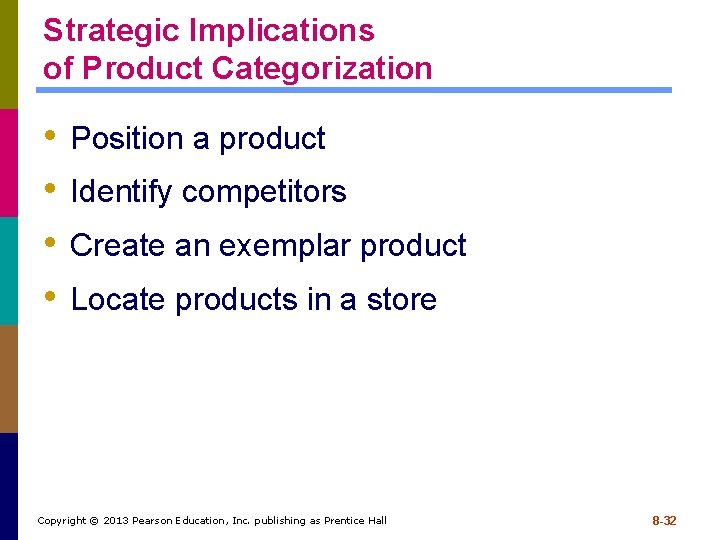 Strategic Implications of Product Categorization • • Position a product Identify competitors Create an