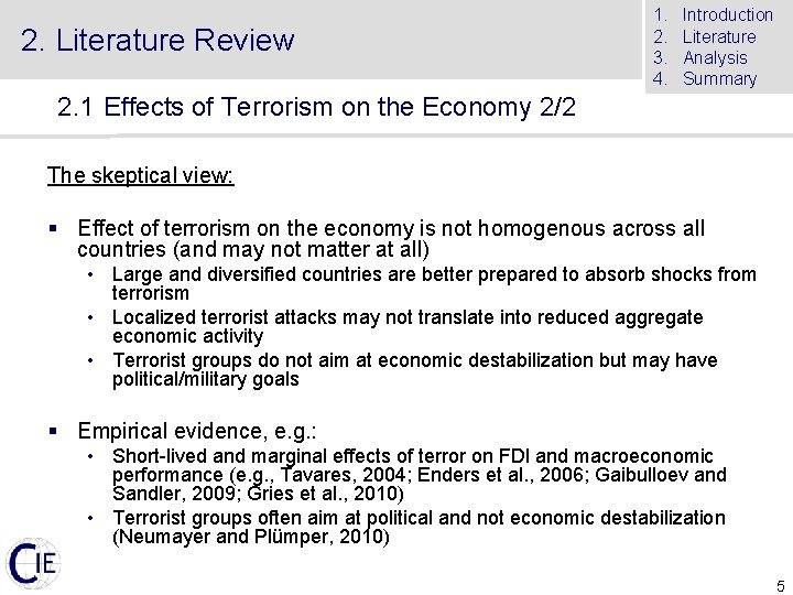 2. Literature Review 1. 2. 3. 4. Introduction Literature Analysis Summary 2. 1 Effects