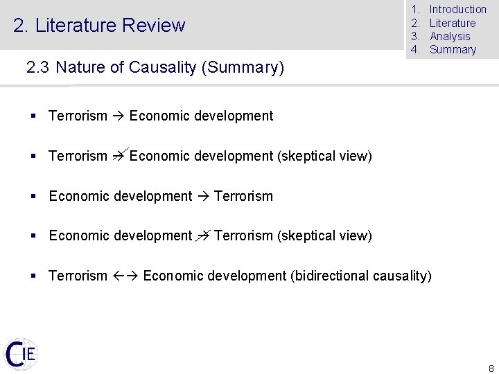 2. Literature Review 1. 2. 3. 4. Introduction Literature Analysis Summary 2. 3 Nature