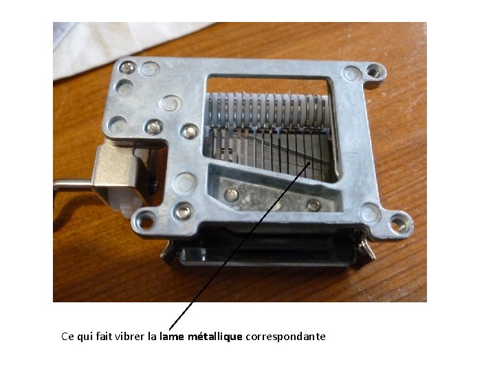 Ce qui fait vibrer la lame métallique correspondante 