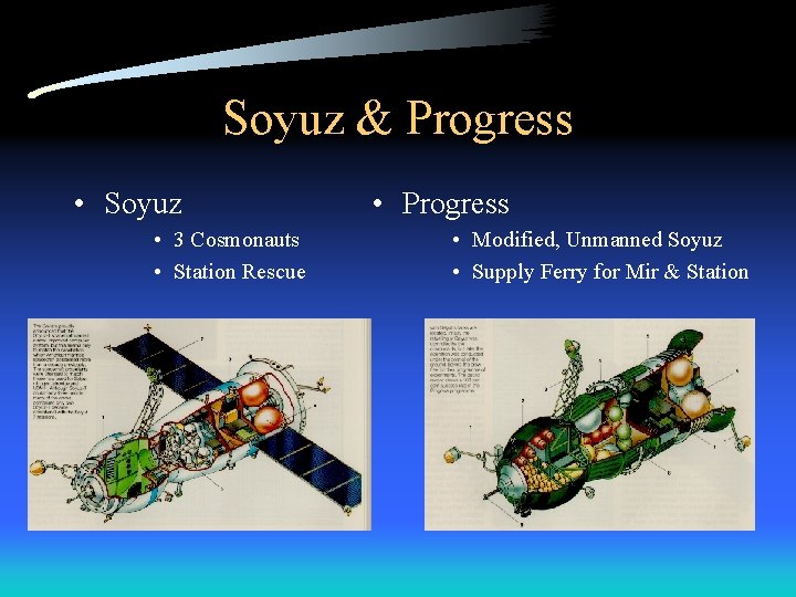 Soyuz & Progress • Soyuz • 3 Cosmonauts • Station Rescue • Progress •