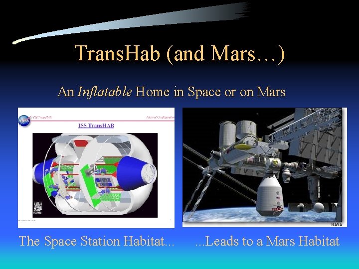 Trans. Hab (and Mars…) An Inflatable Home in Space or on Mars The Space