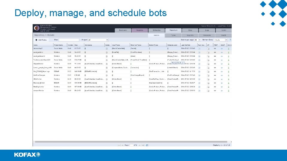 Deploy, manage, and schedule bots 