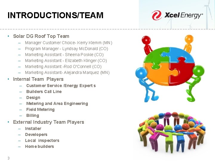 INTRODUCTIONS/TEAM • Solar DG Roof Top Team – – – Manager Customer Choice- Kerry