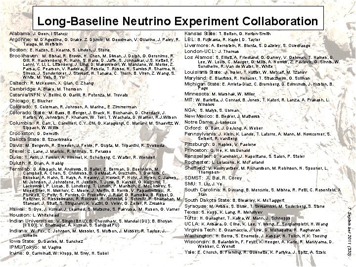 Long-Baseline Neutrino Experiment Collaboration Alabama: J. Goon, I Stancu Kansas State: T. Bolton, G.