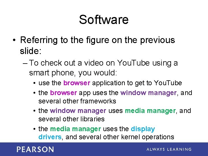 Software • Referring to the figure on the previous slide: – To check out