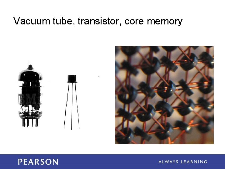 Vacuum tube, transistor, core memory 