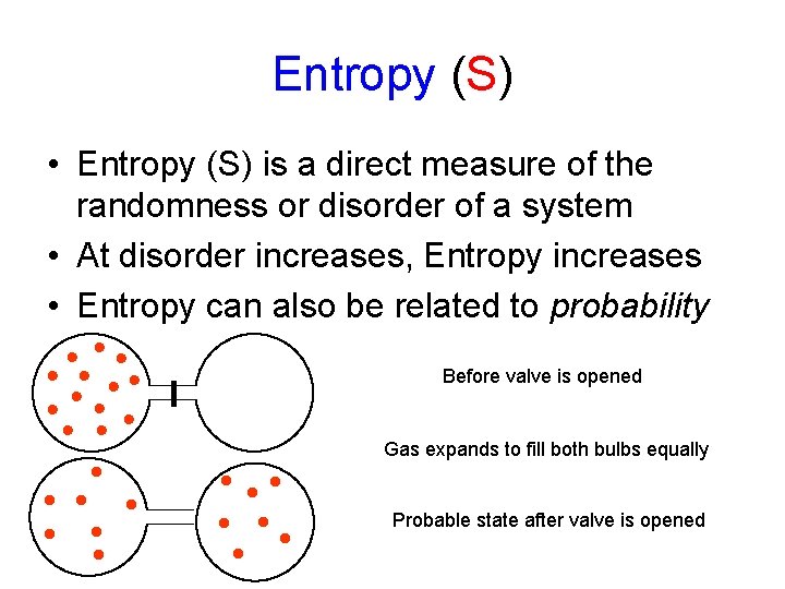 Entropy (S) • Entropy (S) is a direct measure of the randomness or disorder