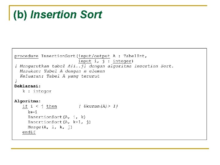 (b) Insertion Sort 