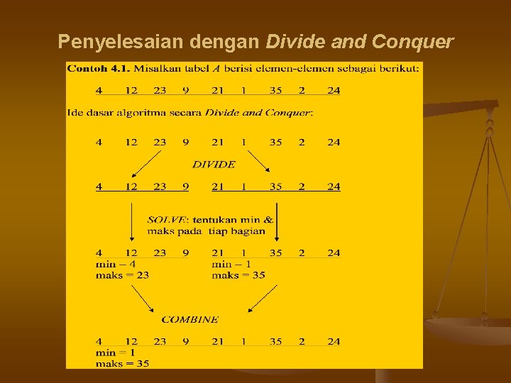 Penyelesaian dengan Divide and Conquer 