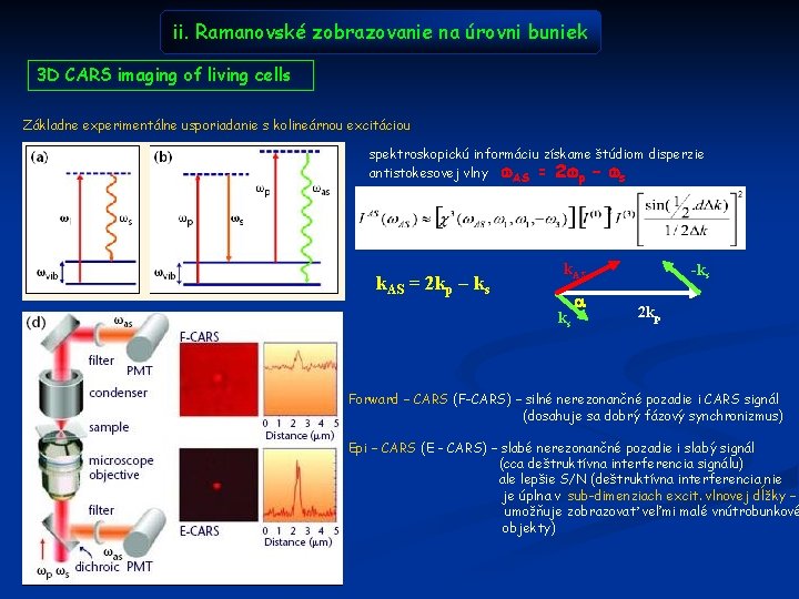 ii. Ramanovské zobrazovanie na úrovni buniek 3 D CARS imaging of living cells Základne
