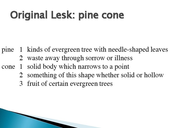Original Lesk: pine cone 