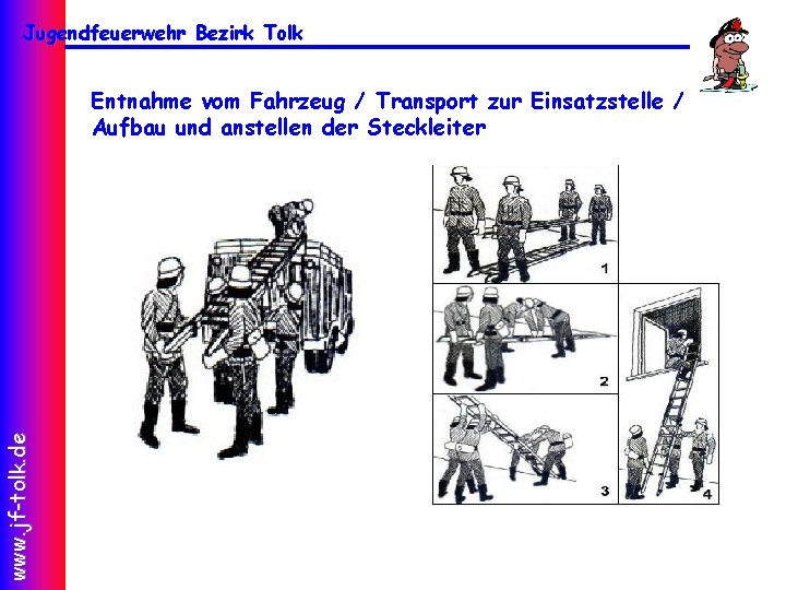 Jugendfeuerwehr Bezirk Tolk www. jf-tolk. de Entnahme vom Fahrzeug / Transport zur Einsatzstelle /
