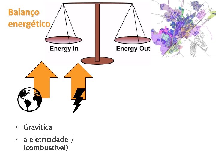 Balanço energético • Gravítica • a eletricidade / (combustivel) 