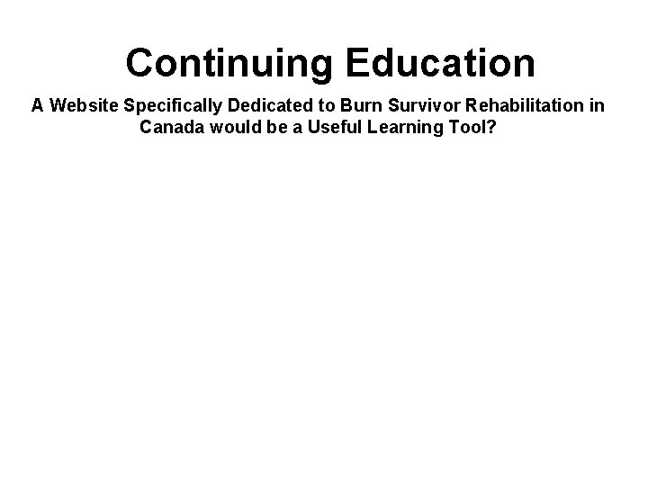 Continuing Education A Website Specifically Dedicated to Burn Survivor Rehabilitation in Canada would be