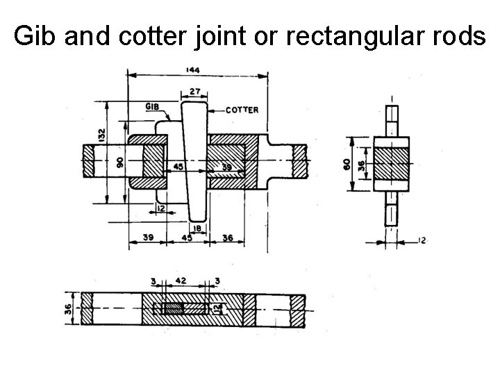 Gib and cotter joint or rectangular rods 