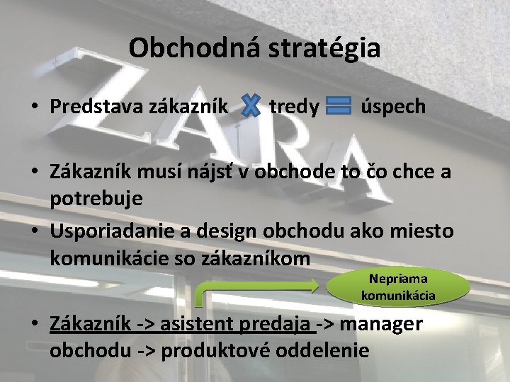 Obchodná stratégia • Predstava zákazník tredy úspech • Zákazník musí nájsť v obchode to