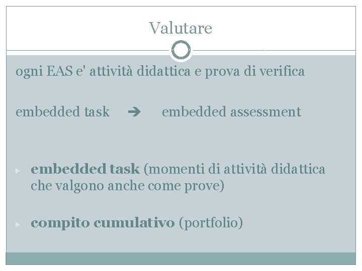 Valutare ogni EAS e' attività didattica e prova di verifica embedded task embedded assessment