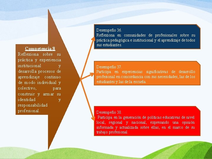 Competencia 8 Reflexiona sobre su práctica y experiencia institucional y desarrolla procesos de aprendizaje