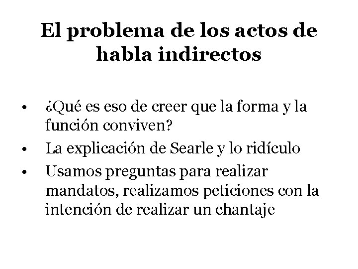 El problema de los actos de habla indirectos • • • ¿Qué es eso