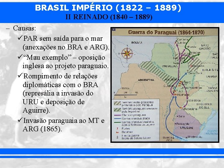 BRASIL IMPÉRIO (1822 – 1889) II REINADO (1840 – 1889) – Causas: üPAR sem