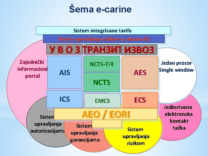 Šema e-carine Sistem integrisane tarife Sistem upravljanja rizikom u okviru EU У В О