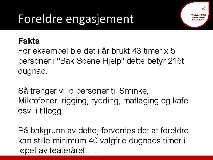 Foreldre engasjement Teateret Mitt Fakta For eksempel ble det i år brukt 43 timer