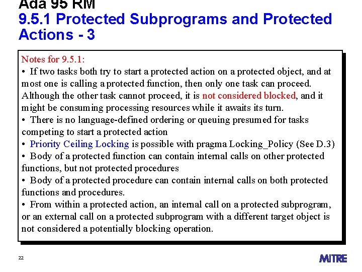 Ada 95 RM 9. 5. 1 Protected Subprograms and Protected Actions - 3 Notes