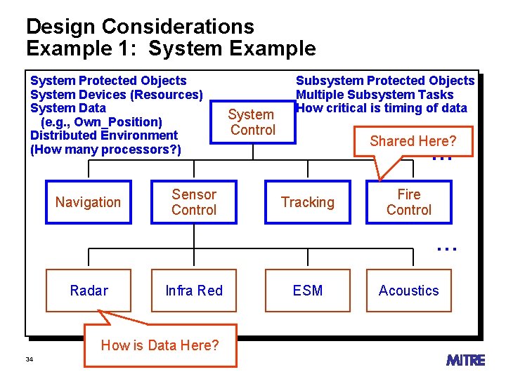 Design Considerations Example 1: System Example System Protected Objects System Devices (Resources) System Data