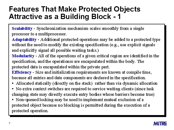 Features That Make Protected Objects Attractive as a Building Block - 1 Scalability -