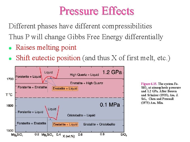 Pressure Effects Different phases have different compressibilities Thus P will change Gibbs Free Energy