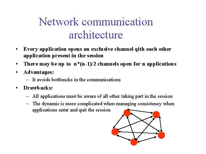 Network communication architecture • Every application opens an exclusive channel qith each other application