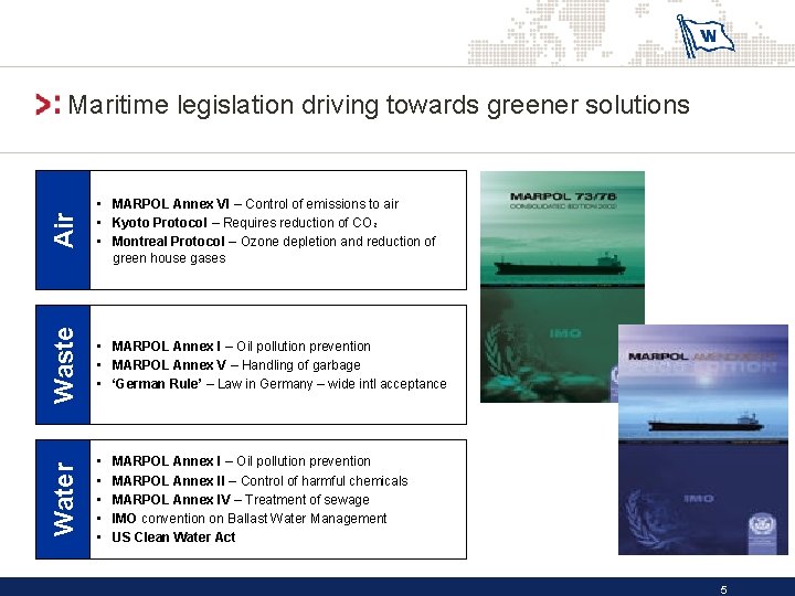 Air • MARPOL Annex VI – Control of emissions to air • Kyoto Protocol