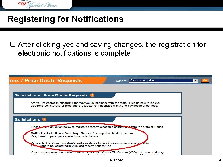 Overview Registering for Notifications q After clicking yes and saving changes, the registration for