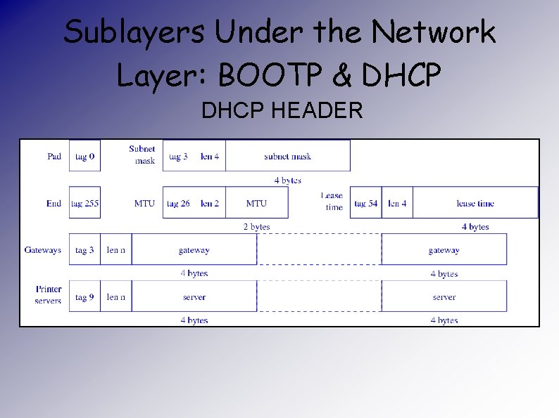 Sublayers Under the Network Layer: BOOTP & DHCP HEADER 