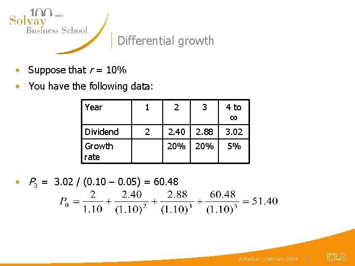 Differential growth • Suppose that r = 10% • You have the following data: