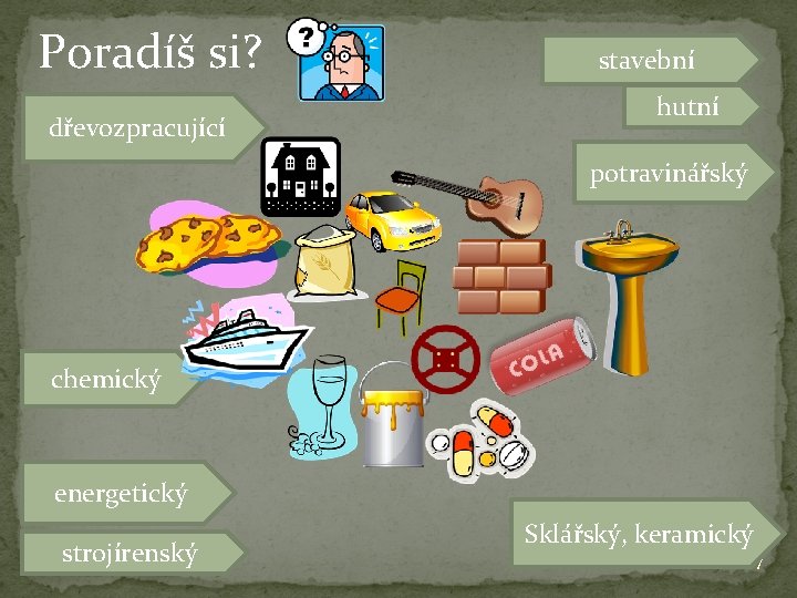 Poradíš si? dřevozpracující stavební hutní potravinářský chemický energetický strojírenský Sklářský, keramický 7 