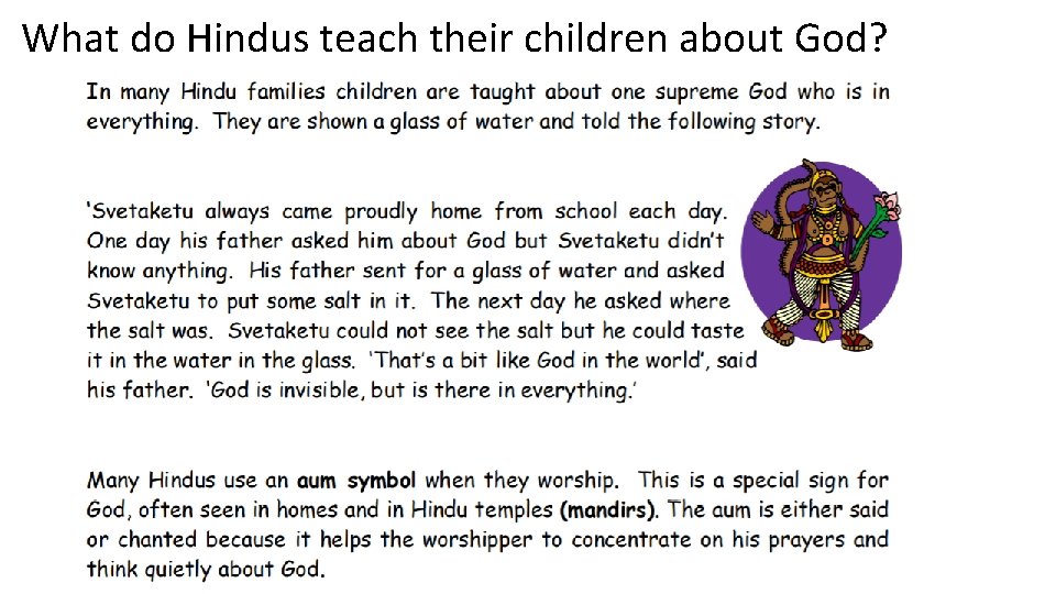 What do Hindus teach their children about God? 