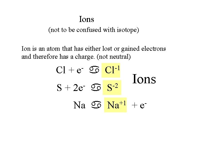 Ions (not to be confused with isotope) Ion is an atom that has either Ions (not to be confused with isotope) Ion is an atom that has either