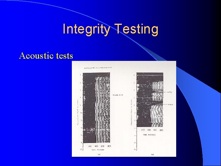 Integrity Testing Acoustic tests 