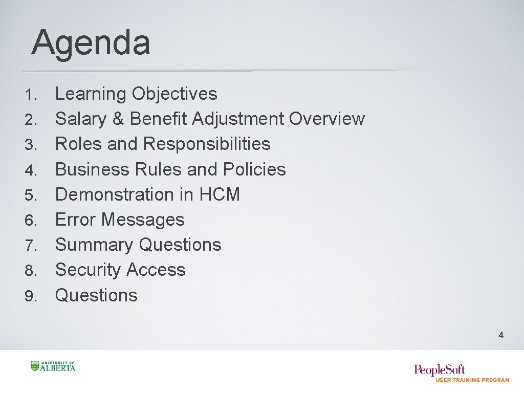 Agenda 1. 2. 3. 4. 5. 6. 7. 8. 9. Learning Objectives Salary &