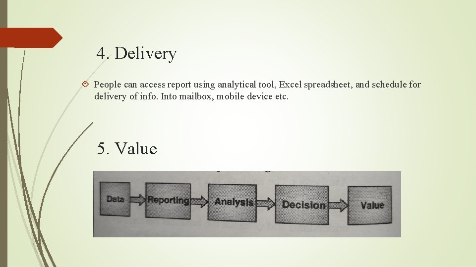 4. Delivery People can access report using analytical tool, Excel spreadsheet, and schedule for