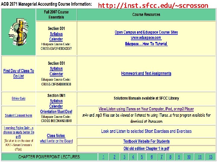 http: //inst. sfcc. edu/~scrosson 