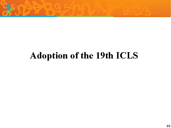 Adoption of the 19 th ICLS 10 