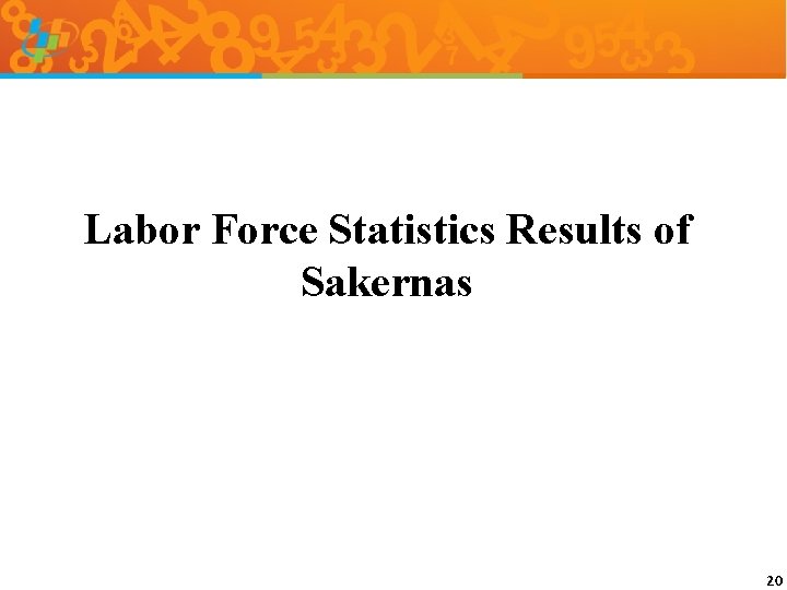 Labor Force Statistics Results of Sakernas 20 