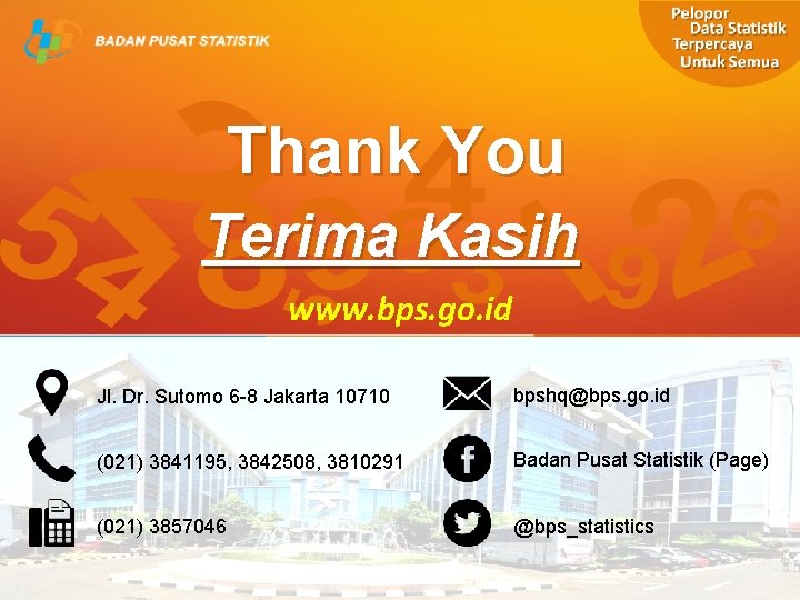 Thank You Terima Kasih www. bps. go. id Jl. Dr. Sutomo 6 -8 Jakarta