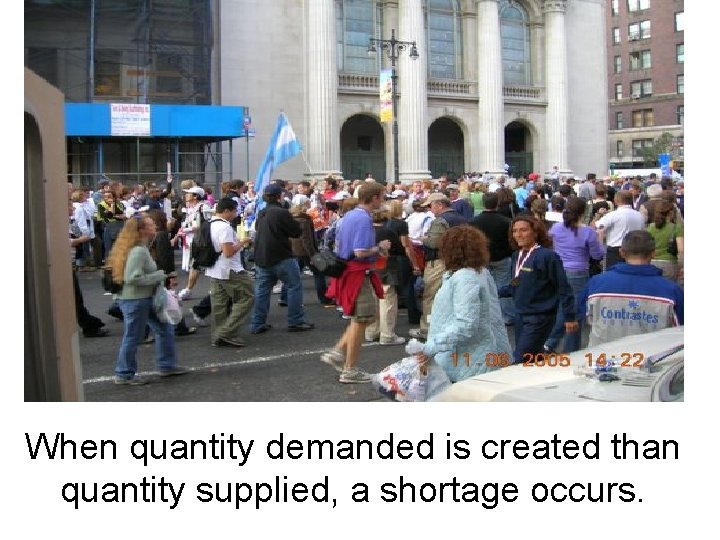 When quantity demanded is created than quantity supplied, a shortage occurs. 