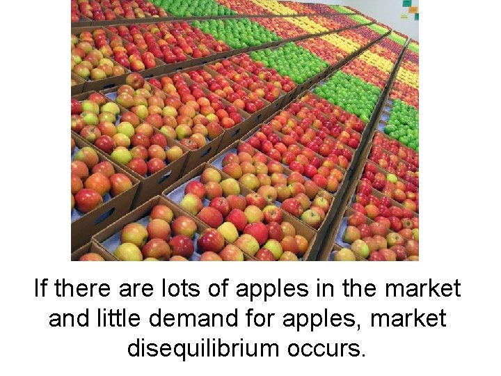 If there are lots of apples in the market and little demand for apples,