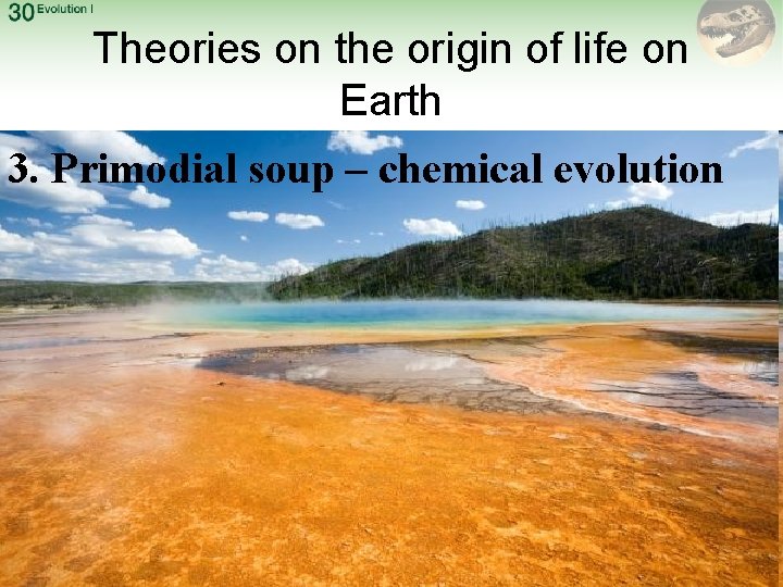 Theories on the origin of life on Earth 3. Primodial soup – chemical evolution